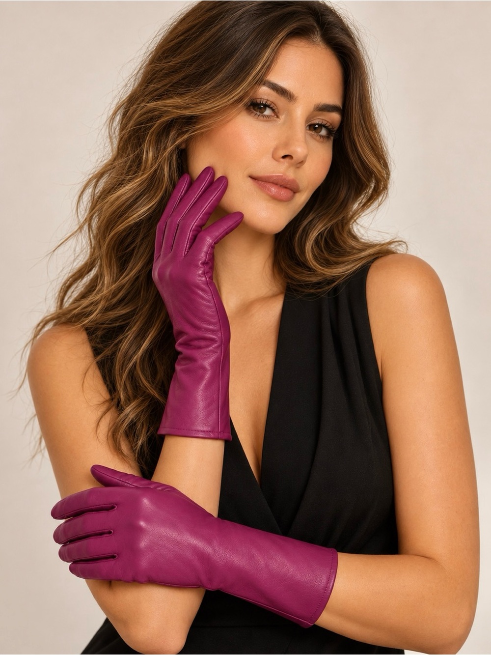 Portolano Soft Long Italian Leather Silk Lined Gloves Sz 6 Made in Italy NWT